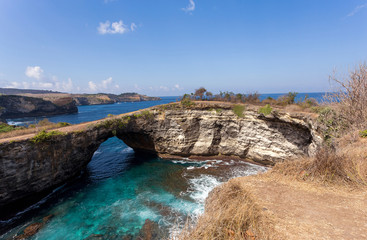 tunnel crater coastline at Nusa Penida island