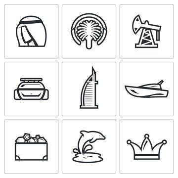 United Arab Emirates icons set. Vector Illustration.