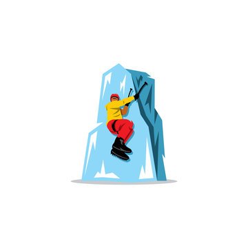 climber scaling blue ice mountain clip art preview