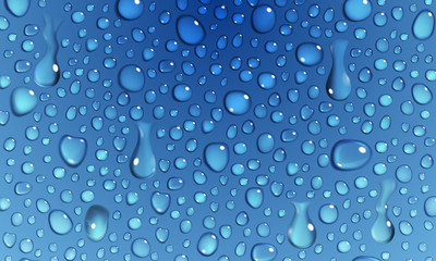 Blue background of water drops