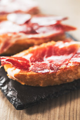 Jamon iberico tapas, vertical copy space