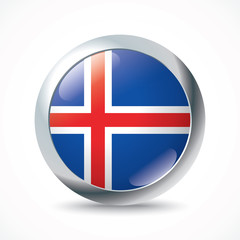 Obraz premium Iceland flag button
