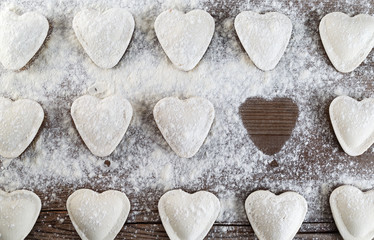 Heart-shaped ravioli