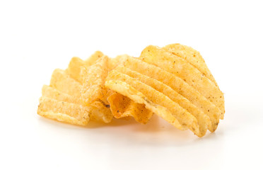 potato chips on white background