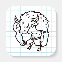 bull monster doodle