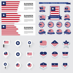 liberia independence day, infographic, and label Set.