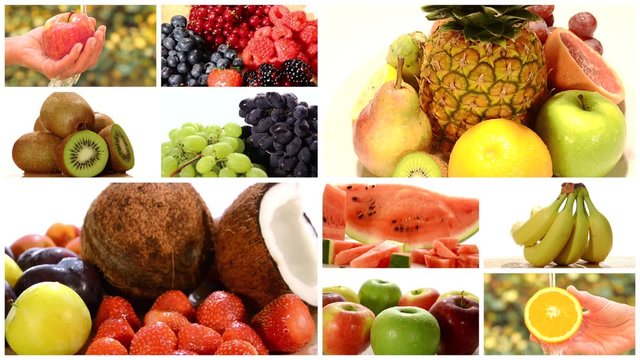 close up of diverse fruits, montage