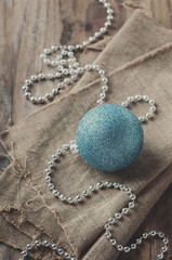 Christmas ornament on the wooden table