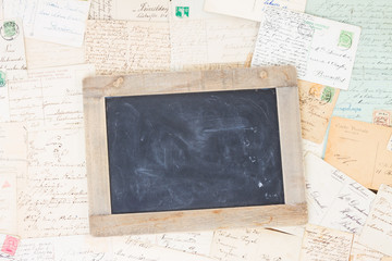Old mail with blank blackboard