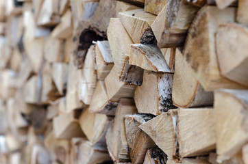 stock of birch logs at home