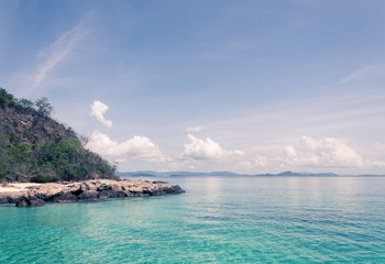 blue sky with sea and rock - film filter