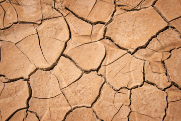 Dry cracked earth background, clay desert texture