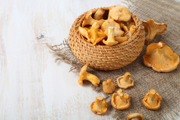 Chanterelles in a basket
