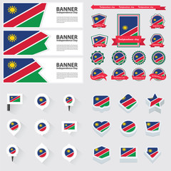 Namibia independence day, infographic, and label Set.