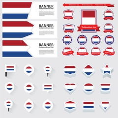 netherlands independence day, infographic, and label Set.