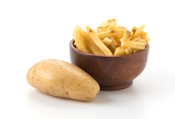 french fries on wood plate