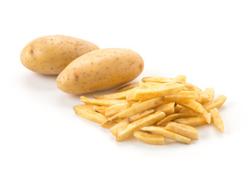 french fries on white background