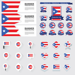 PUERTO RICO independence day, infographic, and label Set.