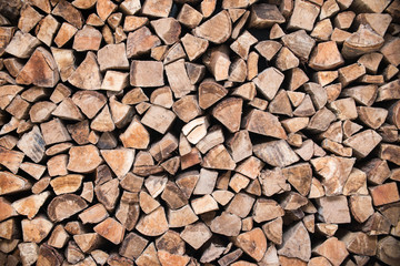 Stack of wood logs, wooden abstract background