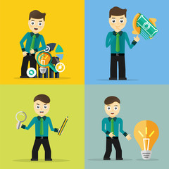 Set of businessman pose character concepts