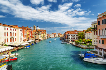 Fototapeta na wymiar Beautiful view of the Grand Canal with boats in Venice, Italy