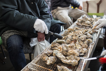 岡山　日生　カキ祭り　焼き牡蠣　Oyster Festival 