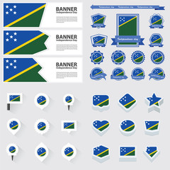 solomon islands independence day, infographic, and label Set.