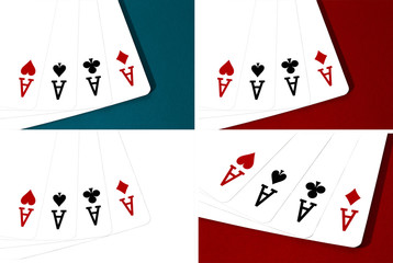 Collage four aces on the table casino