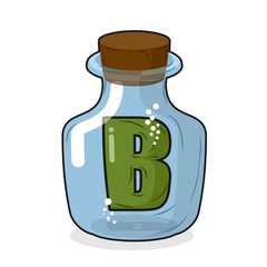   letter B in  laboratory bottle. Letter in a magic bottle with