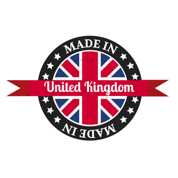 Made in U.K badge with United Kingdom flag symbol