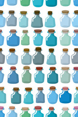 Magic glass empty bottle seamless pattern. Vector background fro