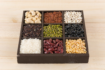 Mixture of beans in block