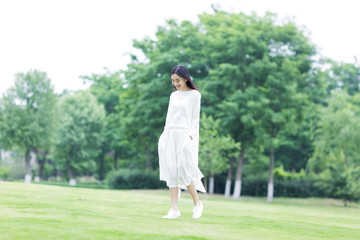 girl in a walk in the park