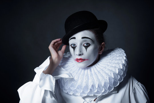 Sad mime Pierrot