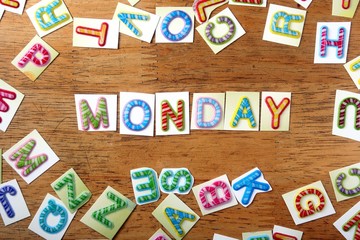 Colorful letters spelled as monday