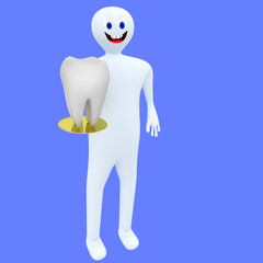 Figure holding tablet with tooth