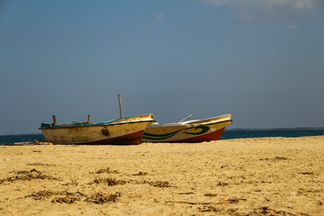 Fischerboot am Strand, Sri Lanka