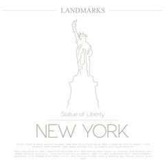 World landmarks. New York. USA. Statue of Liberty. Graphic templ