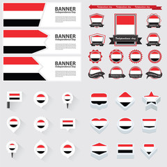 yemen independence day, infographic, and label Set.