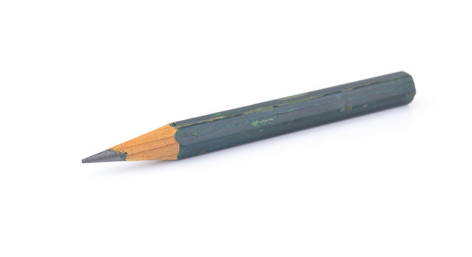 Old pencil isolated on white background