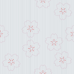 Classic japanese quilling. Sashiko with sakura flowers. Seamless