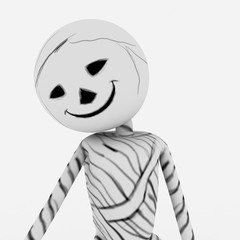 Halloween cartoon stylish and modern mummy character