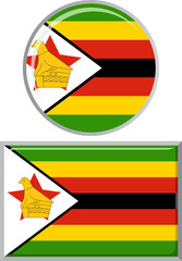 Zimbabwean round and square icon flag. Vector illustration.