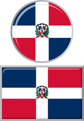 Dominican Republic round and square icon flag. Vector