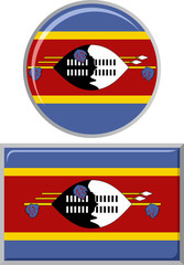 Swaziland round and square icon flag. Vector illustration.