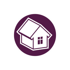 Real estate icon, vector abstract house. Property developer symb