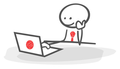 stickman table notebook working red