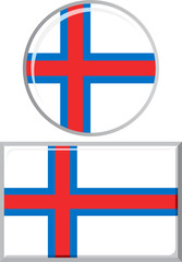 Fototapeta premium Faroe Islands round and square icon flag. Vector illustration.