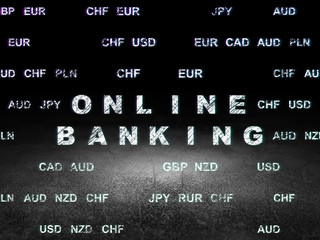 Obraz premium Currency concept: Online Banking in grunge dark room