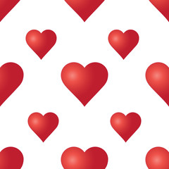 Vector seamless pattern with red hearts on the white background. Wedding or Valentine's Day texture. Love template. Romantic backdrop. 